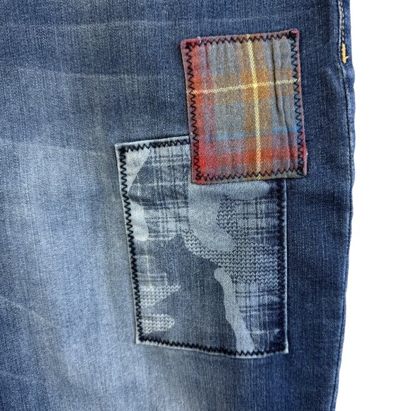 EV1 Jeans Alex Relaxed Vintage Distressed Patchwork Boyfriend Jeans Women’s 14 - Picture 6 of 16